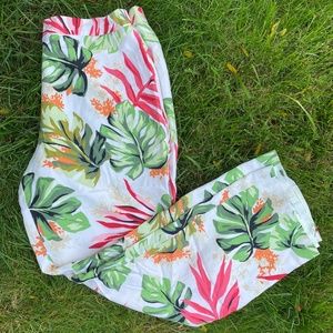 Talbots 100% Silk Floral Printed Trousers Size US 8
